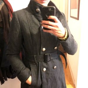 Nine West Dark Grey Long Wool Coat